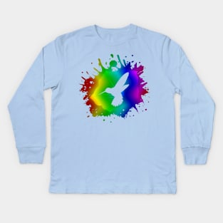 Tie-Dye Hummingbird Kids Long Sleeve T-Shirt